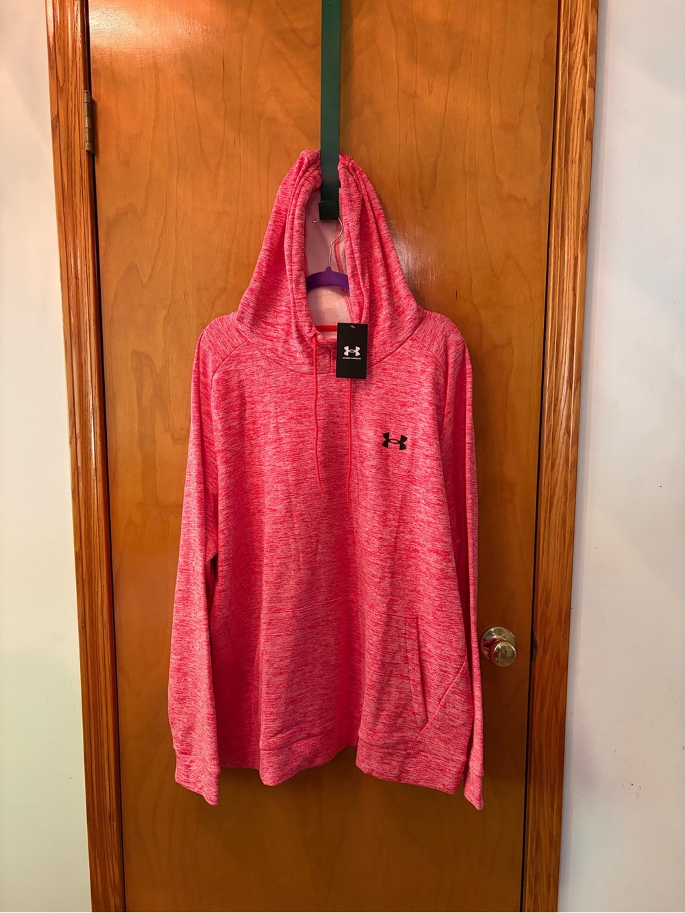 New 3X Under Armour Red Burnout Fleece Twist Pullover Hoodie